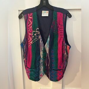 COOGI Multicolor Textured Knit Vest with Pink, Green, Blue & Purple Accents